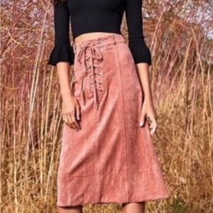 Nina Faux Suede Lace-Up Skirt
